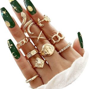 Gold Silver Knuckle Rings Set for Women Girls, 10PCS BOHO Rings